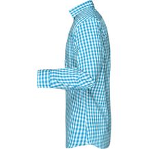 Men's Checked Shirt - Modisches Karoshirt mit Uni-Einsätzen an Kragen und Manschette [Gr. 3XL] (weiß / blau) (Art.-Nr. CA206432)