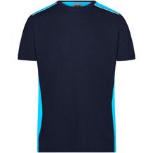 Men's Workwear T-Shirt - Strapazierfähiges und pflegeleichtes T-Shirt mit Kontrasteinsätzen [Gr. L] (navy/turquoise) (Art.-Nr. CA207797)