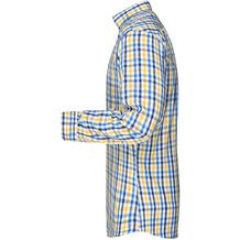 Men's Checked Shirt - Modisches Karoshirt mit Uni-Einsätzen an Kragen und Manschette [Gr. XL] (weiß / blau / gelb) (Art.-Nr. CA208714)