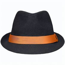 Street Style - Stylisher, sommerlicher Streetwear Hut mit breitem kontrastfarbigem Band [Gr. L/XL] (black/orange) (Art.-Nr. CA211685)