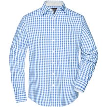 Men's Checked Shirt - Modisches Karoshirt mit Uni-Einsätzen an Kragen und Manschette [Gr. S] (glacier-blue/white) (Art.-Nr. CA213766)