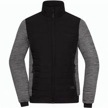 Ladies' Padded Hybrid Jacket - Wattierte Jacke mit Stehkragen im attraktiven Materialmix [Gr. 4XL] (black/carbon-melange) (Art.-Nr. CA213961)