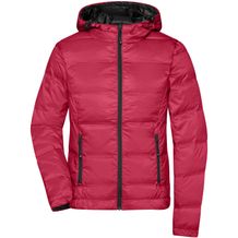 Ladies' Hooded Down Jacket - Daunenjacke mit Kapuze in neuem Design, Steppung der Jacke ist geklebt und nicht genäht [Gr. XXL] (red/black) (Art.-Nr. CA218913)