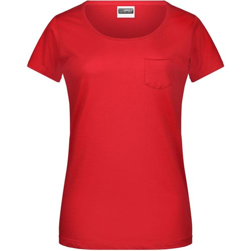 Ladies'-T Pocket - T-Shirt mit modischer Brusttasche [Gr. XXL] (Art.-Nr. CA220192) - 100% gekämmte, ringgesponnene BIO-Baumw...