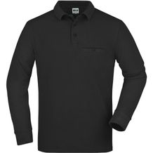 Men's Workwear Polo Pocket Longsleeve - Pflegeleichtes und strapazierfähiges Langarm Polo mit Brusttasche [Gr. 3XL] (black) (Art.-Nr. CA222358)