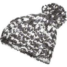 Coarse Knitting Hat - Lässige Mütze in grober Strickoptik mit Pompon (grau / weiß) (Art.-Nr. CA229238)