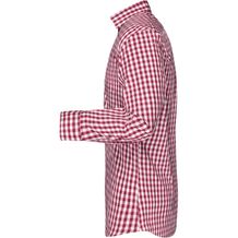 Men's Checked Shirt - Modisches Karoshirt mit Uni-Einsätzen an Kragen und Manschette [Gr. XL] (weiß / rot / weinrot) (Art.-Nr. CA235463)