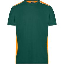 Men's Workwear T-Shirt - Strapazierfähiges und pflegeleichtes T-Shirt mit Kontrasteinsätzen [Gr. L] (dark-green/orange) (Art.-Nr. CA238678)