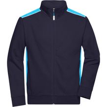 Men's Workwear Sweat Jacket - Sweatjacke mit Stehkragen und Kontrasteinsätzen [Gr. 3XL] (navy/turquoise) (Art.-Nr. CA239412)