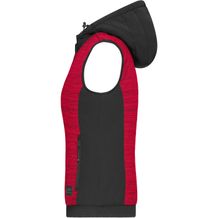 Ladies' Padded Hybrid Vest - Wattierte Strickfleece Weste im attraktiven Materialmix [Gr. XS] (rot / schwarz) (Art.-Nr. CA239440)