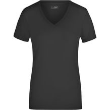 Ladies' Stretch V-T - T-Shirt aus weichem Elastic-Single-Jersey [Gr. L] (black) (Art.-Nr. CA239484)