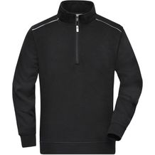 Workwear Half-Zip Sweat - Sweatshirt mit Stehkragen, Reißverschluss und Kontrastpaspel [Gr. 6XL] (black) (Art.-Nr. CA242053)