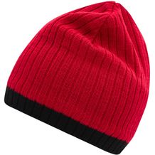 Knitted Hat - Strickmütze in klassischer Ripp-Optik (schwarz / Rot) (Art.-Nr. CA243222)