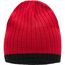 Knitted Hat - Strickmütze in klassischer Ripp-Optik (red/black) (Art.-Nr. CA243222)