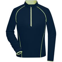 Ladies' Sports Shirt Longsleeve - Langarm Funktionsshirt für Fitness und Sport [Gr. S] (navy/bright-yellow) (Art.-Nr. CA243538)