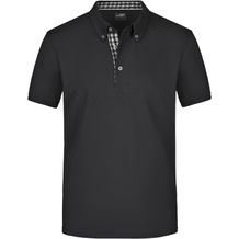 Men's Plain Polo - Polo mit Button-Down Kragen [Gr. S] (black/black-white) (Art.-Nr. CA243563)
