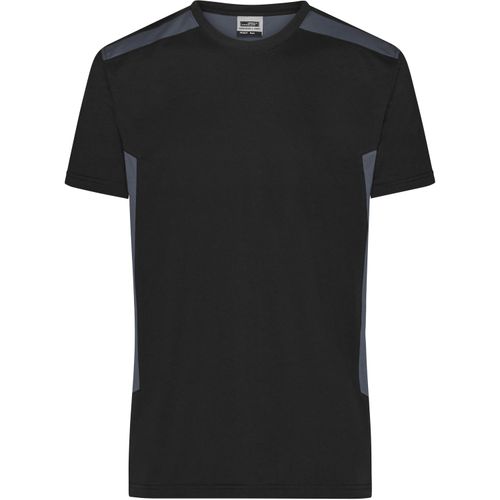 Men's Workwear T-Shirt - Strapazierfähiges und pflegeleichtes T-Shirt mit Kontrasteinsätzen [Gr. 5XL] (Art.-Nr. CA247299) - Materialmix aus gekämmter, ringgesponne...