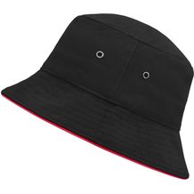 Fisherman Piping Hat - Trendiger Hut aus weicher Baumwolle [Gr. L/XL] (schwarz / Rot) (Art.-Nr. CA248103)