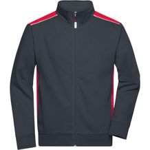 Men's Workwear Sweat Jacket - Sweatjacke mit Stehkragen und Kontrasteinsätzen [Gr. XL] (carbon/red) (Art.-Nr. CA249072)