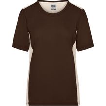 Ladies' Workwear T-Shirt - Strapazierfähiges und pflegeleichtes T-Shirt mit Kontrasteinsätzen [Gr. 3XL] (brown/stone) (Art.-Nr. CA249158)