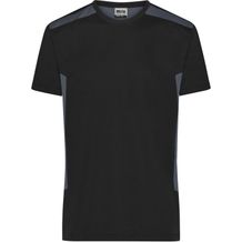 Men's Workwear T-Shirt - Strapazierfähiges und pflegeleichtes T-Shirt mit Kontrasteinsätzen [Gr. 6XL] (black/carbon) (Art.-Nr. CA256259)