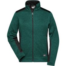 Ladies' Knitted Workwear Fleece Jacket - Pflegeleichte Strickfleece Jacke im Materialmix [Gr. S] (dark-green-melange/black) (Art.-Nr. CA272941)
