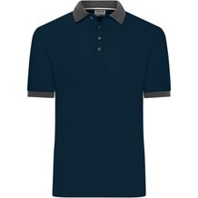 Men's Polo - Klassisches Polo mit kontrastfarbigem Kragen und Armbündchen in Piqué-Qualität [Gr. XXL] (navy/anthracite-melange) (Art.-Nr. CA274791)