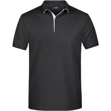 Men's Polo Single Stripe - Klassisches Polo mit Kontrastelementen [Gr. M] (black/white) (Art.-Nr. CA282020)