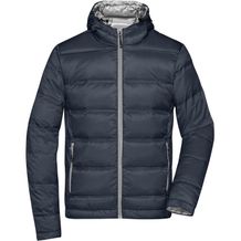 Men's Hooded Down Jacket - Daunenjacke mit Kapuze in neuem Design, Steppung der Jacke ist geklebt und nicht genäht [Gr. M] (navy/silver) (Art.-Nr. CA286966)