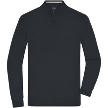 Men's Half-Zip Troyer - Klassischer Troyer aus Baumwolle [Gr. S] (black) (Art.-Nr. CA296082)