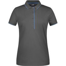 Ladies' Polo Stripe - Klassisches Polo mit Kontraststreifen [Gr. M] (graphite/aqua) (Art.-Nr. CA296692)