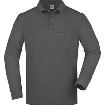 Men's Workwear Polo Pocket Longsleeve - Pflegeleichtes und strapazierfähiges Langarm Polo mit Brusttasche [Gr. XL] (dark-grey) (Art.-Nr. CA296826)