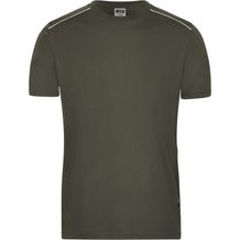 Men's Workwear T-Shirt - Strapazierfähiges und pflegeleichtes T-shirt mit Kontrastpaspel [Gr. 4XL] (olive) (Art.-Nr. CA299090)