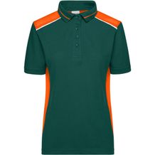 Ladies' Workwear Polo - Pflegeleichtes und strapazierfähiges Polo mit Kontrasteinsätzen [Gr. 4XL] (dark-green/orange) (Art.-Nr. CA299152)