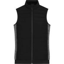 Ladies' Padded Hybrid Vest - Wattierte Weste mit Stehkragen im attraktiven Materialmix [Gr. L] (black/carbon-melange) (Art.-Nr. CA300533)