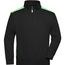 Workwear Half-Zip Sweat - Sweatshirt mit Stehkragen, Reißverschluss und Kontrasteinsätzen [Gr. L] (black/lime-green) (Art.-Nr. CA300589)