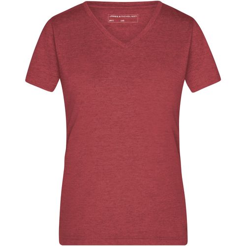 Ladies' Heather T-Shirt - Modisches T-Shirt mit V-Ausschnitt [Gr. L] (Art.-Nr. CA300736) - Hochwertige Melange Single Jersey...