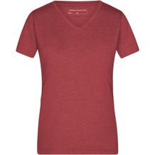 Ladies' Heather T-Shirt - Modisches T-Shirt mit V-Ausschnitt [Gr. L] (wine-melange) (Art.-Nr. CA300736)