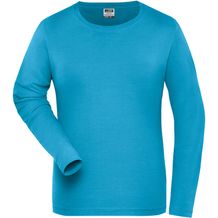 Ladies' BIO Stretch-Longsleeve Work - Langarm Shirt aus weichem Elastic-Single-Jersey [Gr. XL] (Turquoise) (Art.-Nr. CA302076)