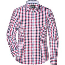 Ladies' Checked Blouse - Modisches Karoshirt mit Uni-Einsätzen an Kragen und Manschette [Gr. S] (navy/red-navy-white) (Art.-Nr. CA302624)