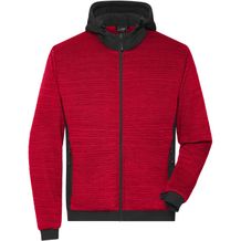 Men's Padded Hybrid Jacket - Wattierte Strickfleece Jacke im attraktiven Materialmix [Gr. L] (red-melange/black) (Art.-Nr. CA303285)