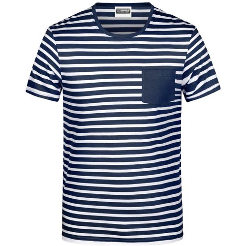 Men's T-Shirt Striped - T-Shirt in maritimem Look mit Brusttasche [Gr. XL] (Art.-Nr. CA305413) - 100% gekämmte, ringgesponnene BIO-Baumw...