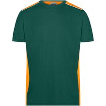 Men's Workwear T-Shirt - Strapazierfähiges und pflegeleichtes T-Shirt mit Kontrasteinsätzen [Gr. XL] (dark-green/orange) (Art.-Nr. CA306063)