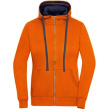 Ladies' Lifestyle Zip-Hoody - Sweatjacke mit Reißverschluss und Kapuze [Gr. S] (dark-orange/navy) (Art.-Nr. CA309214)