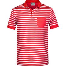 Men's Polo Striped - Polo in maritimem Look mit Brusttasche [Gr. L] (red/white) (Art.-Nr. CA313924)