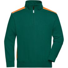 Workwear Half-Zip Sweat - Sweatshirt mit Stehkragen, Reißverschluss und Kontrasteinsätzen [Gr. 3XL] (dark-green/orange) (Art.-Nr. CA315881)