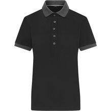 Ladies' Polo - Klassisches Polo mit kontrastfarbigem Kragen und Armbündchen in Piqué-Qualität [Gr. XL] (black/anthracite-melange) (Art.-Nr. CA316223)