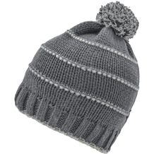Knitted Winter Beanie with Pompon - Strickmütze aus recyceltem Polyester (carbon / light-grey) (Art.-Nr. CA316275)