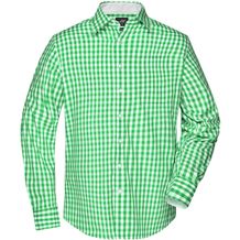 Men's Checked Shirt - Modisches Karoshirt mit Uni-Einsätzen an Kragen und Manschette [Gr. S] (green/white) (Art.-Nr. CA317130)