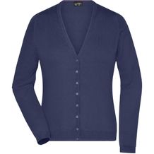 Ladies' V-Neck Cardigan - Klassische Baumwoll-Strickjacke [Gr. S] (navy) (Art.-Nr. CA317960)